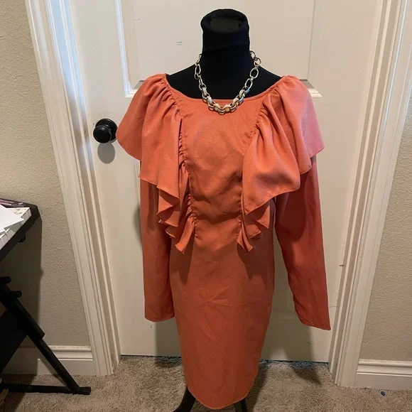 boohoo orange dress Karen Millen Crinkle Beaded Cold Shoulder Maxi Dress in Orange